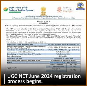 UGC NET JUNE 2024 RESIGRATION PROCESS BEGINS