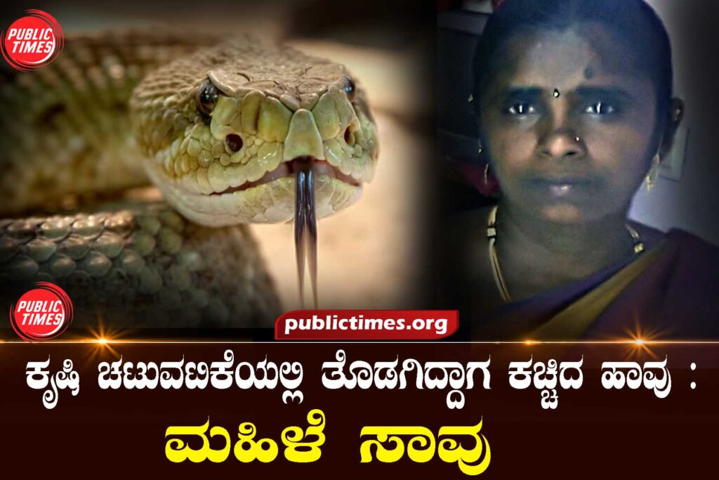 ಕೃಷಿ ಚಟುವಟಿಕೆಯಲ್ಲಿ ತೊಡಗಿದ್ದಾಗ ಕಚ್ಚಿದ ಹಾವು : ಮಹಿಳೆ ಸಾವು